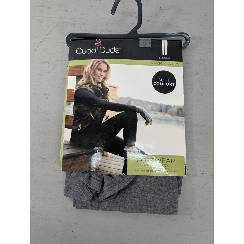 Cuddl Duds Softwear with Stretch Leggings Women's Medium Gray Warm Layers NEW